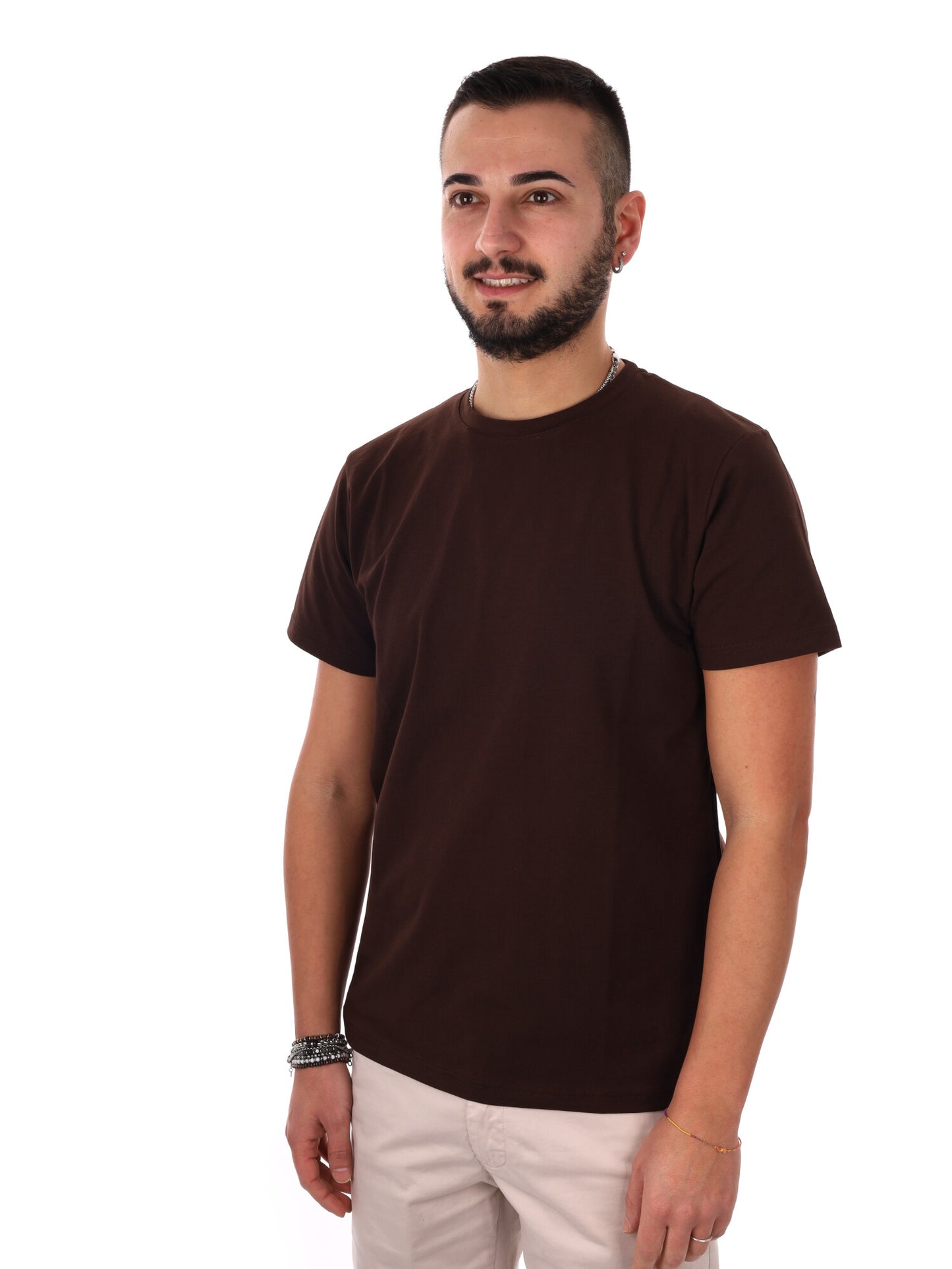 T-shirt da uomo FB Prati Moro in marrone, stile essenziale e versatile