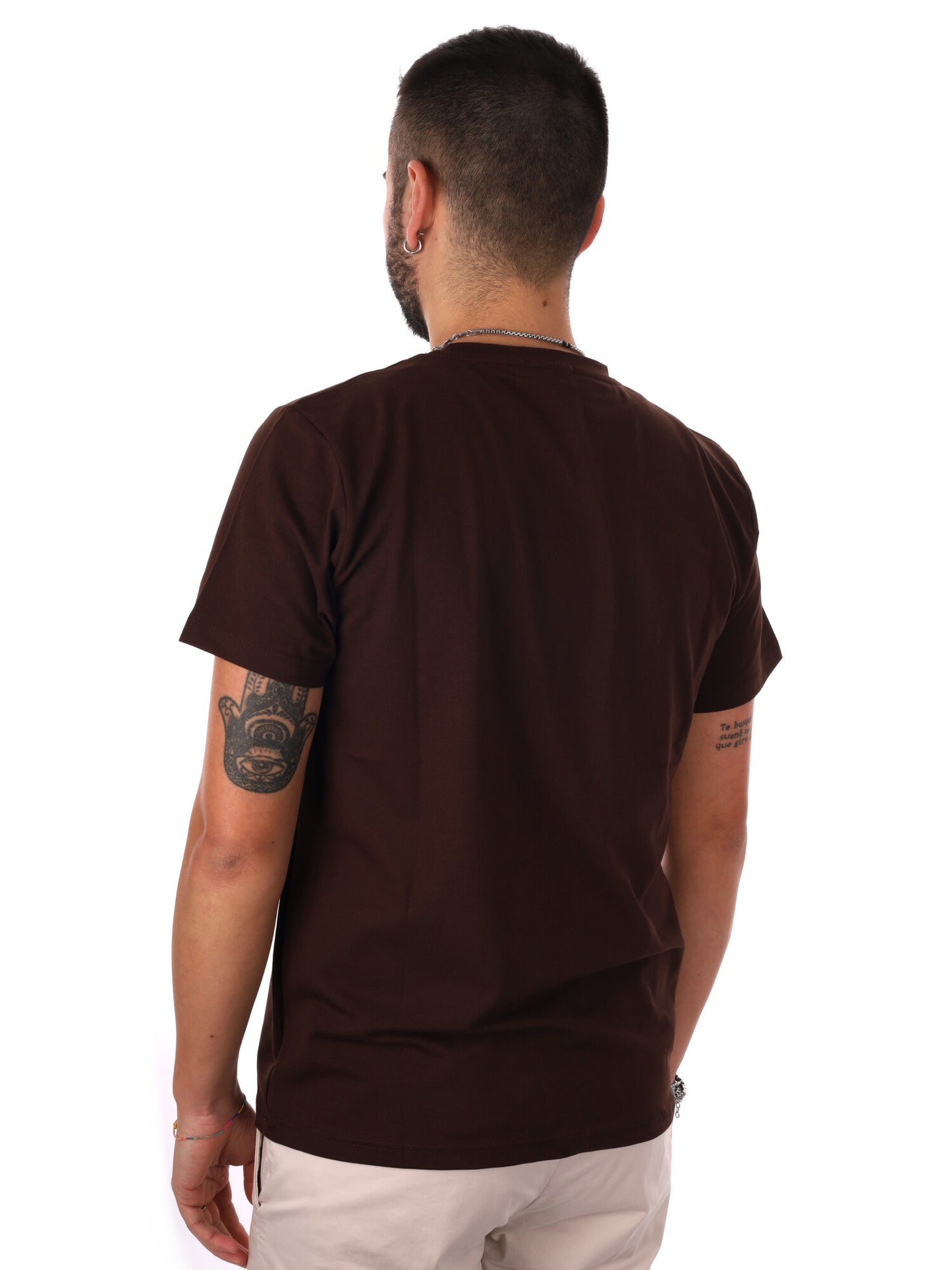 T-shirt da uomo FB Prati Moro in marrone, stile essenziale e versatile