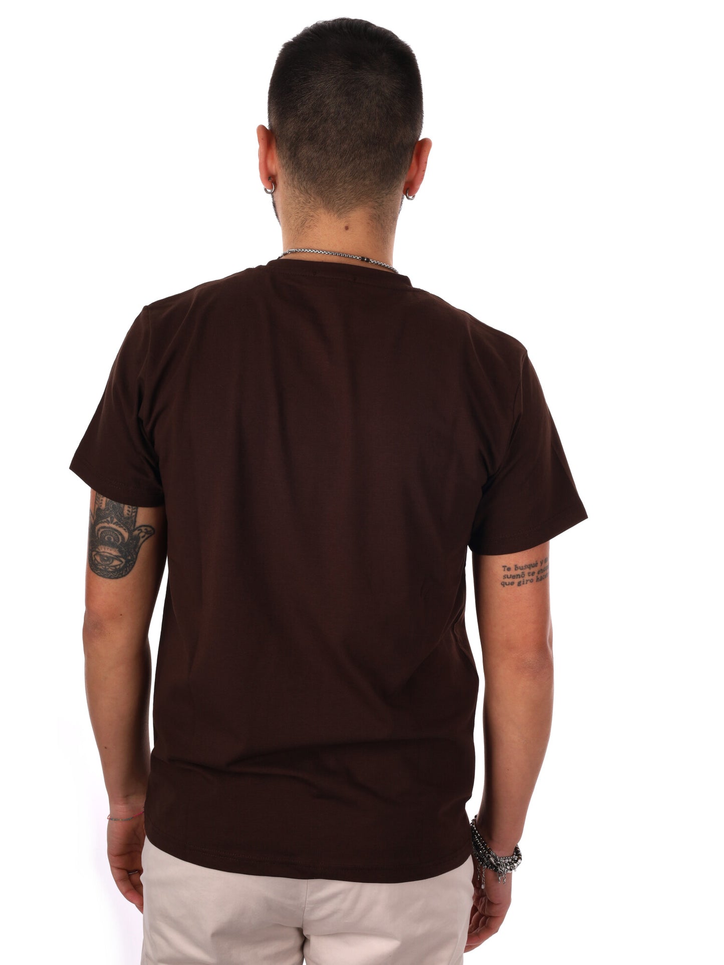 T-shirt da uomo FB Prati Moro in marrone, stile essenziale e versatile