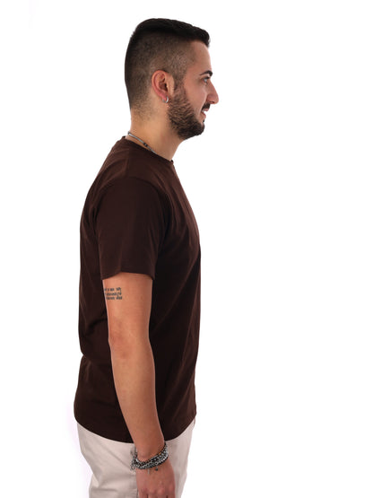 T-shirt da uomo FB Prati Moro in marrone, stile essenziale e versatile