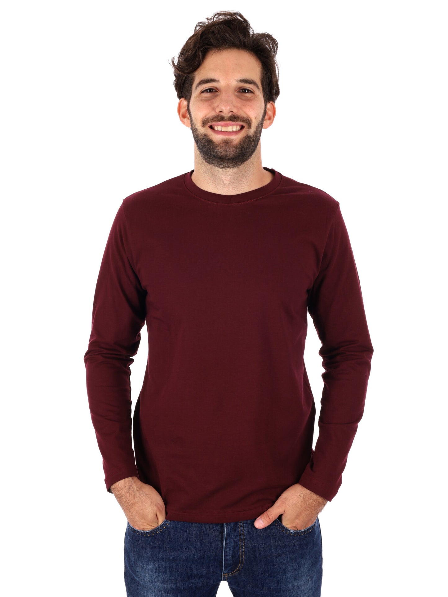MAGLIA A MANICHE LUNGHE FB DA UOMO BORDEAUX