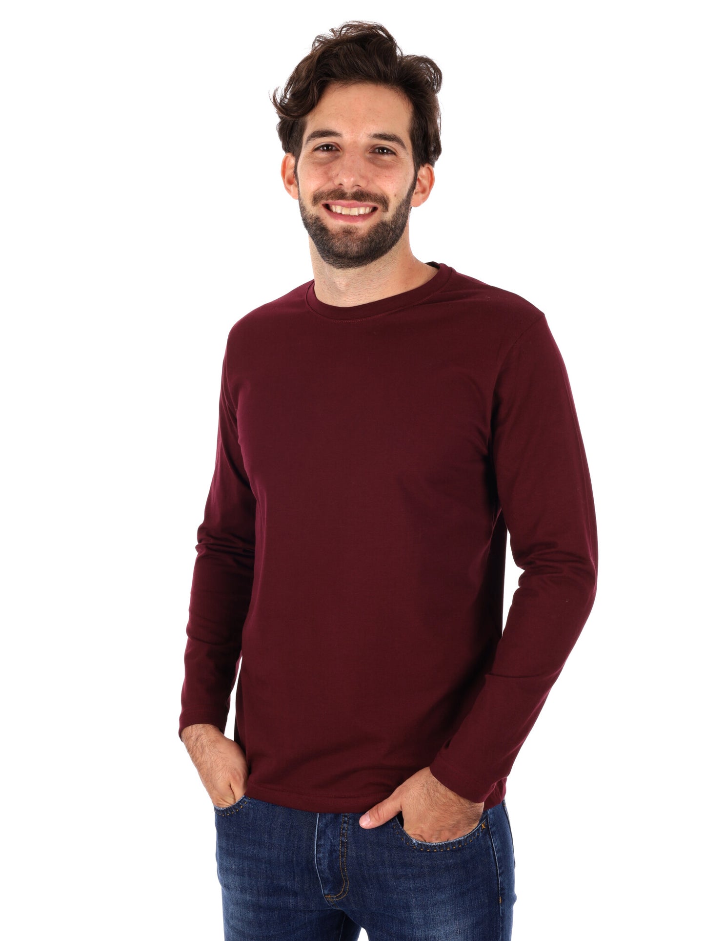 MAGLIA A MANICHE LUNGHE FB DA UOMO BORDEAUX