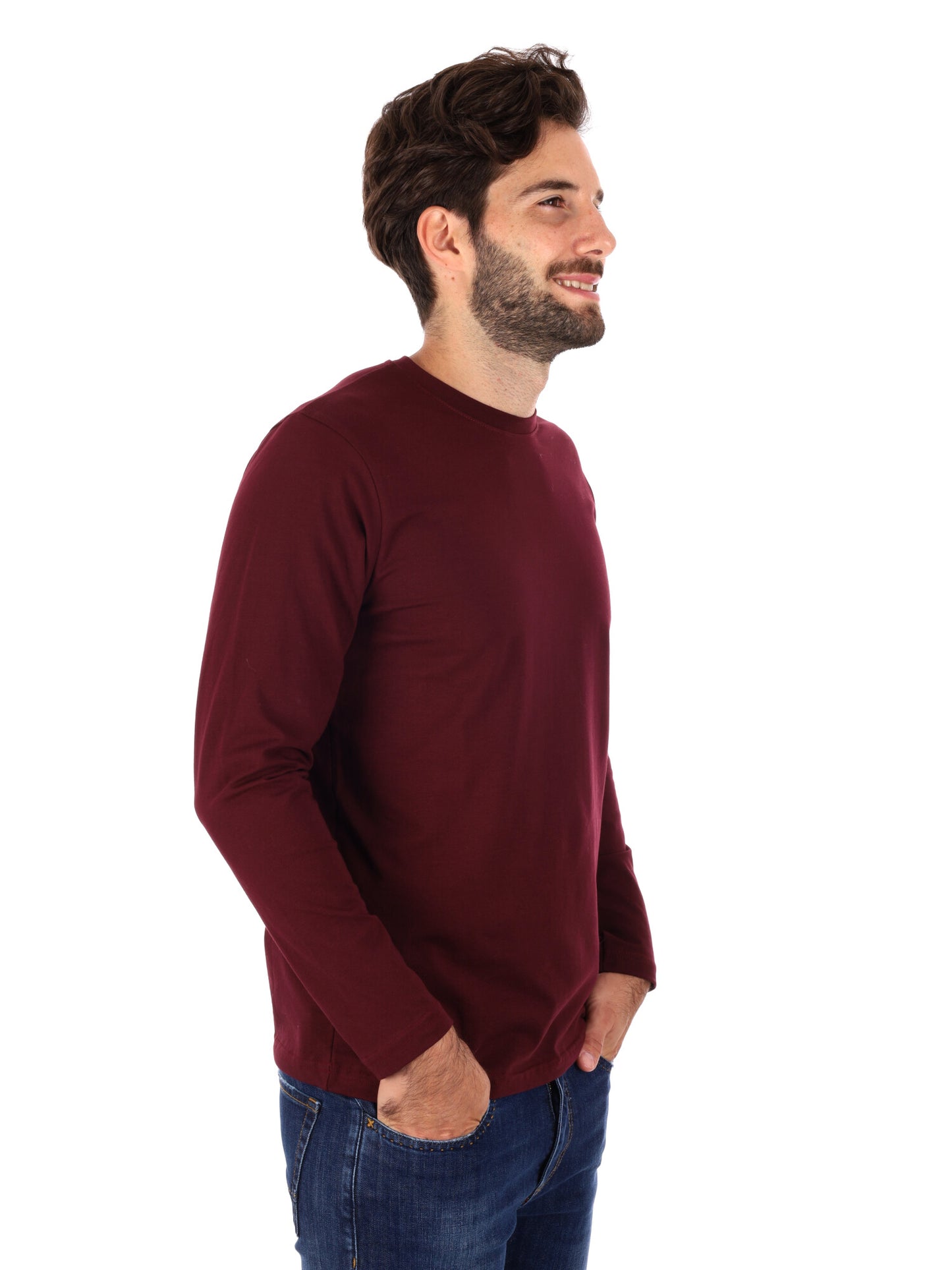 MAGLIA A MANICHE LUNGHE FB DA UOMO BORDEAUX