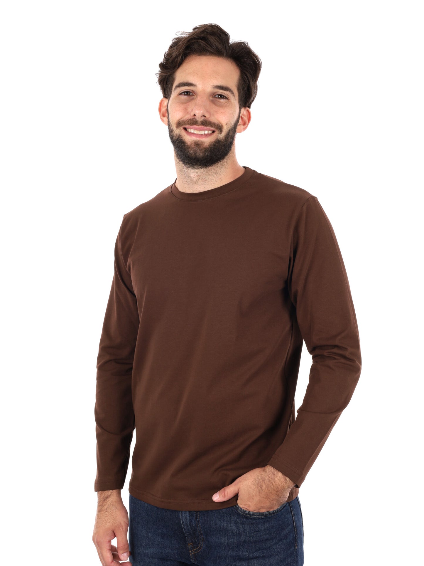 MAGLIA A MANICHE LUNGHE FB DA UOMO MARRONE