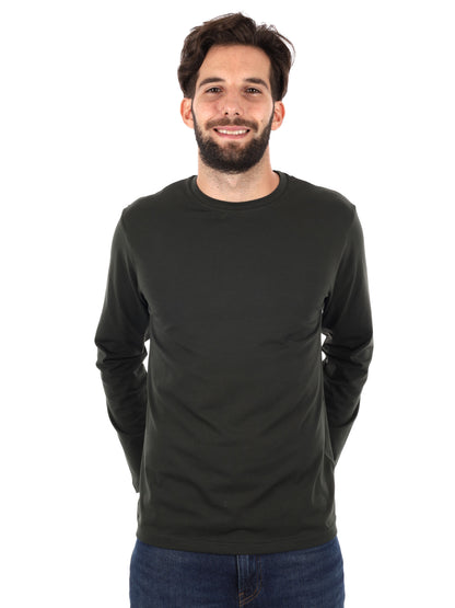 MAGLIA A MANICHE LUNGHE FB DA UOMO VERDE MILITARE