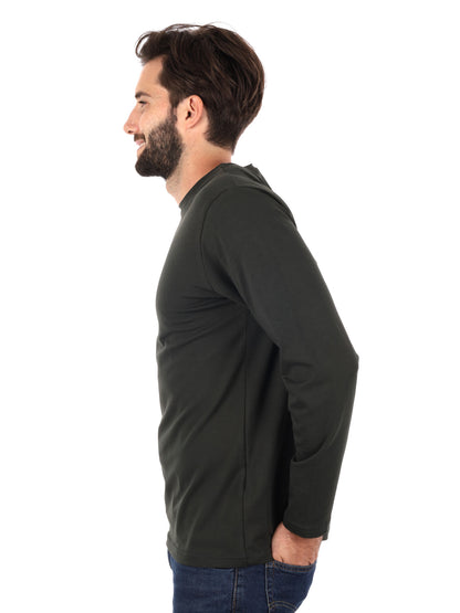 MAGLIA A MANICHE LUNGHE FB DA UOMO VERDE MILITARE