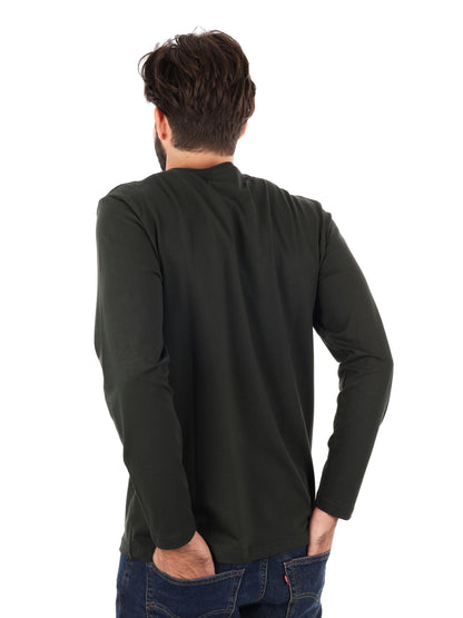 MAGLIA A MANICHE LUNGHE FB DA UOMO VERDE MILITARE