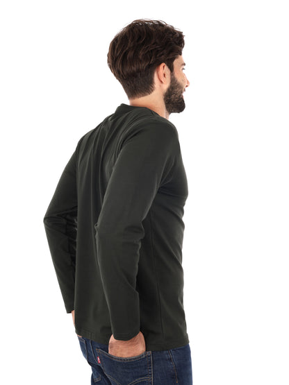 MAGLIA A MANICHE LUNGHE FB DA UOMO VERDE MILITARE
