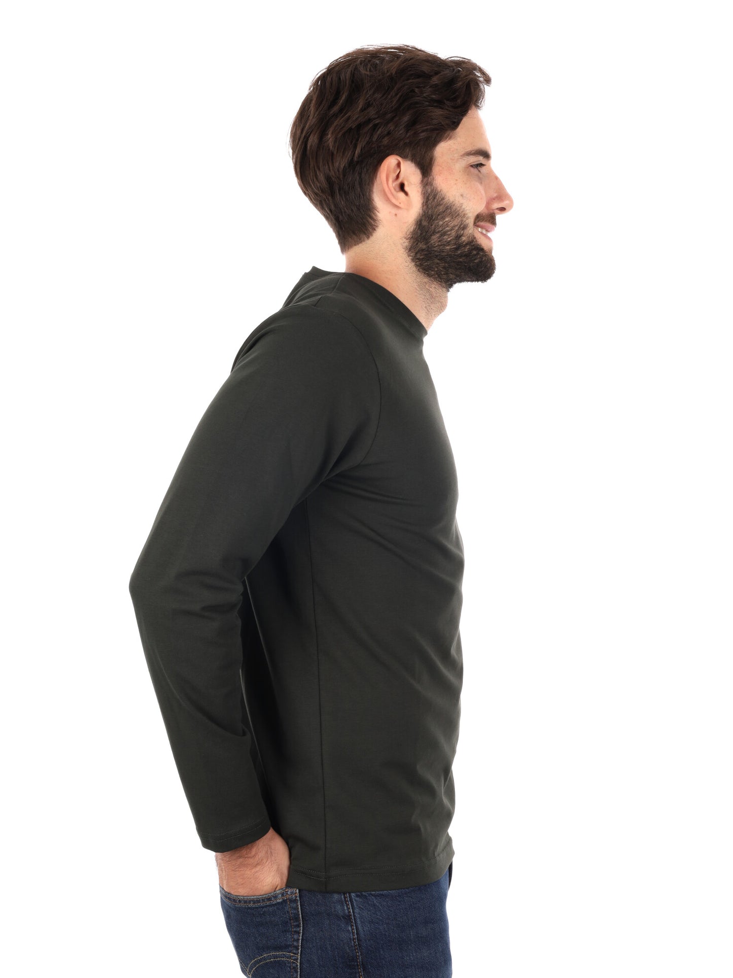 MAGLIA A MANICHE LUNGHE FB DA UOMO VERDE MILITARE