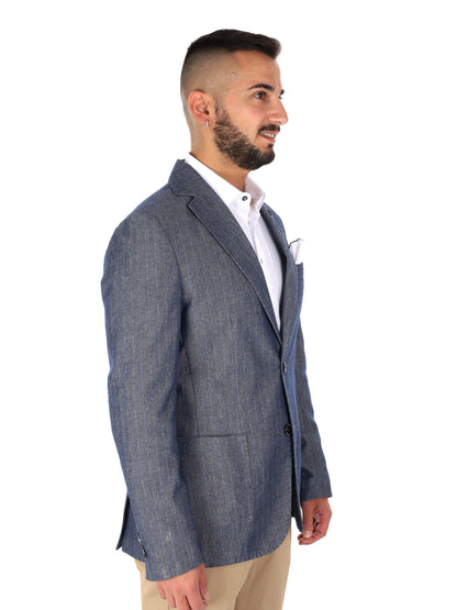 Giacca in denim FB da uomo per primavera-estate eleganza casual