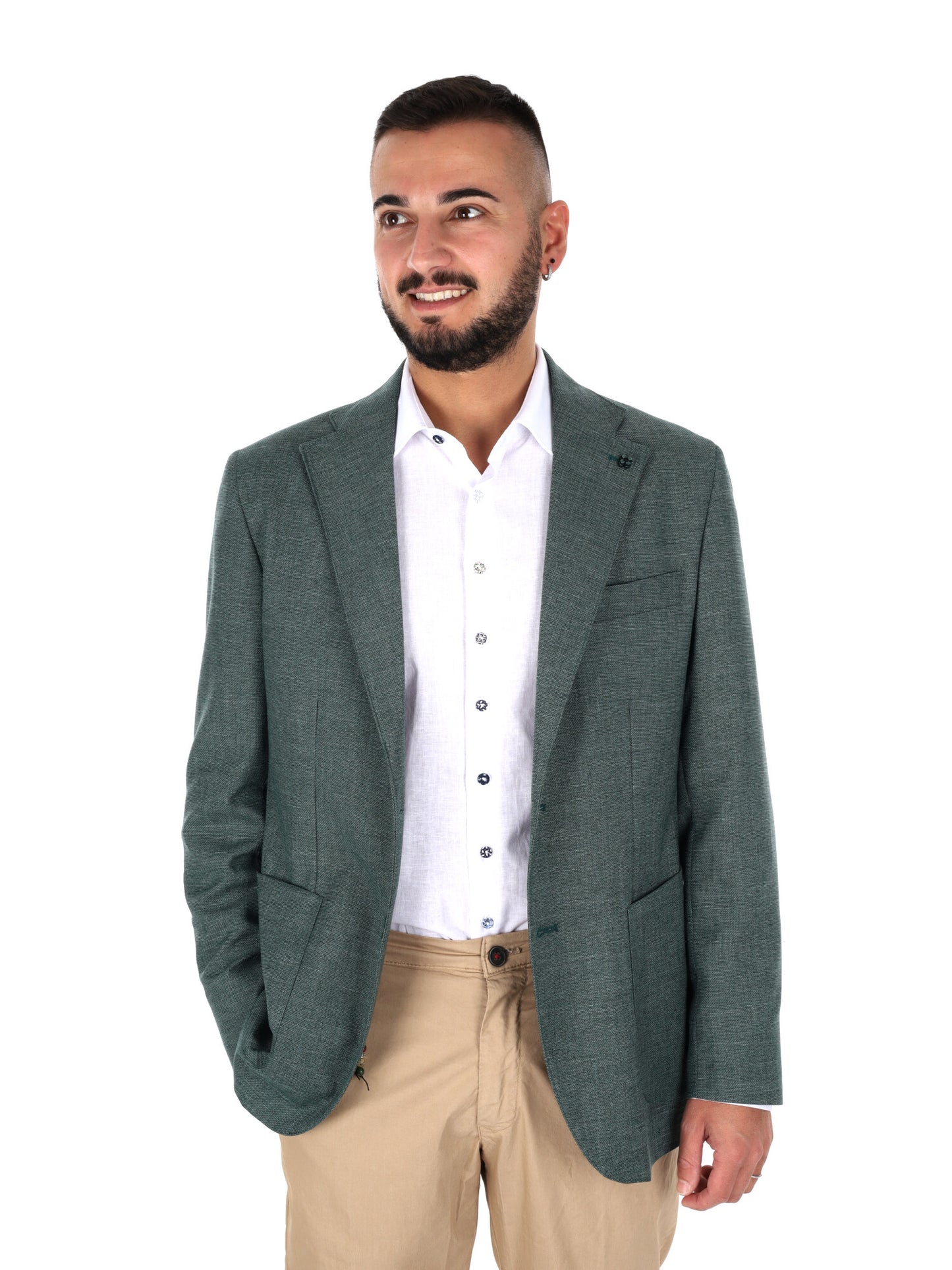 Giacca elegante da uomo FB verde per primavera estate 2026