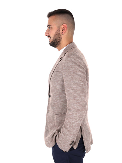 Giacca elegante da uomo FB in lino color fango per la primavera