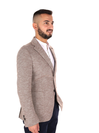 Giacca elegante da uomo FB in lino color fango per la primavera