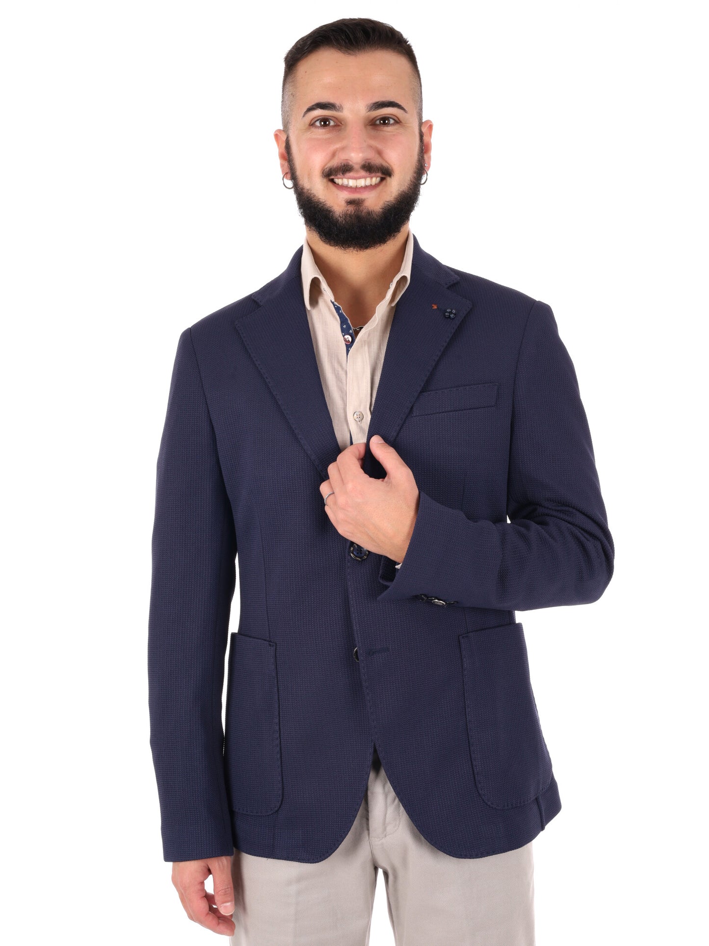 Giacca maglia blu da uomo FB per primavera-estate casual