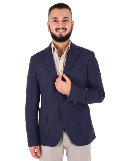Giacca maglia blu da uomo FB per primavera-estate casual