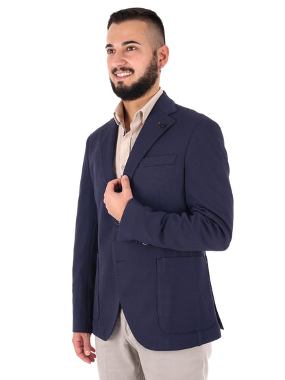 Giacca maglia blu da uomo FB per primavera-estate casual