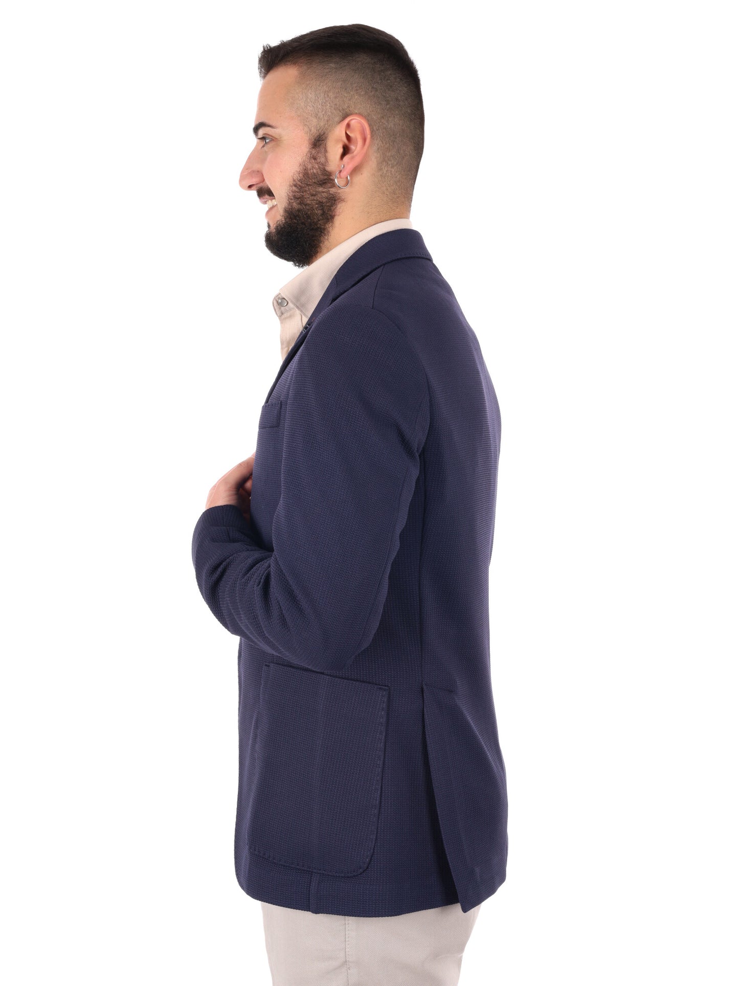 Giacca maglia blu da uomo FB per primavera-estate casual
