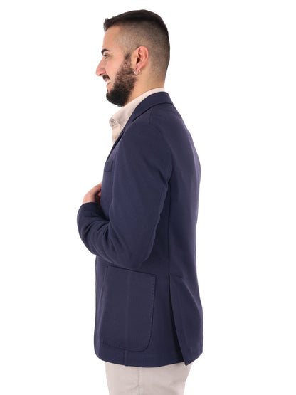Giacca maglia blu da uomo FB per primavera-estate casual