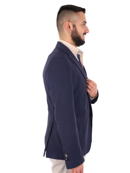 Giacca maglia blu da uomo FB per primavera-estate casual