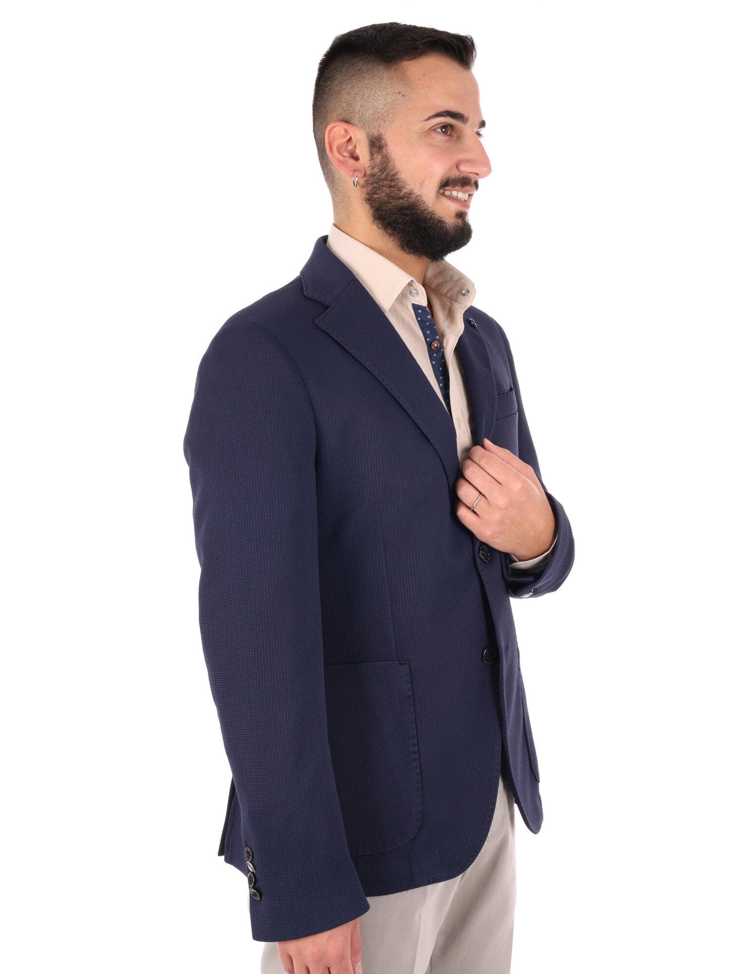 Giacca maglia blu da uomo FB per primavera-estate casual