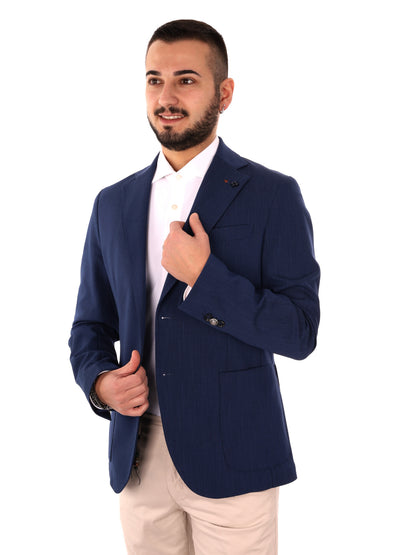 Giacca blu da uomo FB elegante e versatile per la stagione primavera-estate