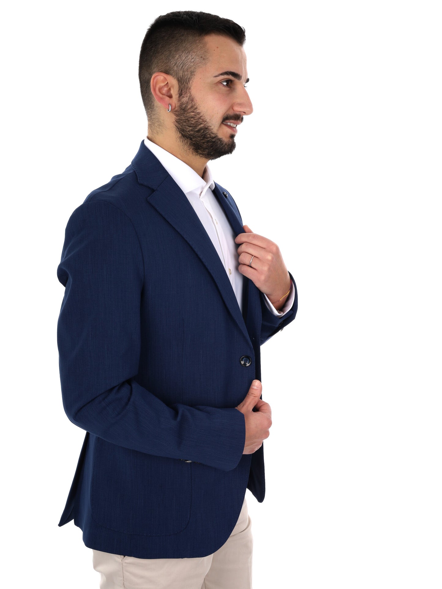 Giacca blu da uomo FB elegante e versatile per la stagione primavera-estate