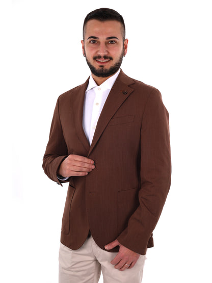 Giacca blazer elegante da uomo color marrone Fb per uso civile