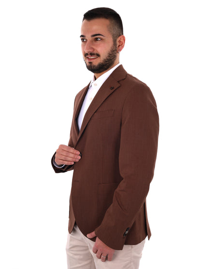 Giacca blazer elegante da uomo color marrone Fb per uso civile