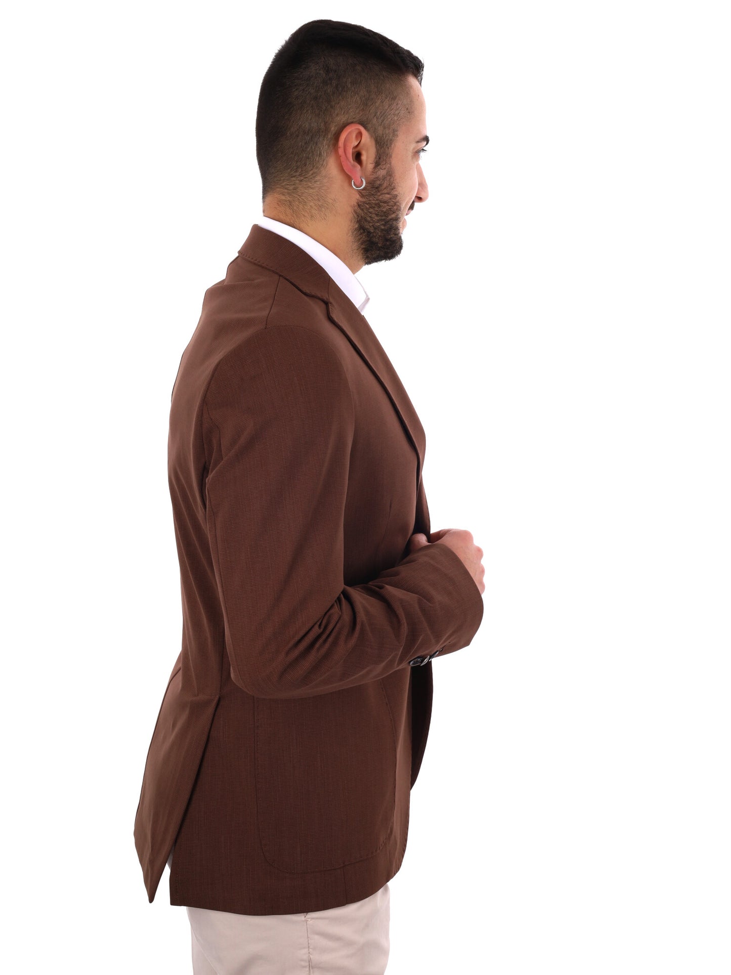 Giacca blazer elegante da uomo color marrone Fb per uso civile