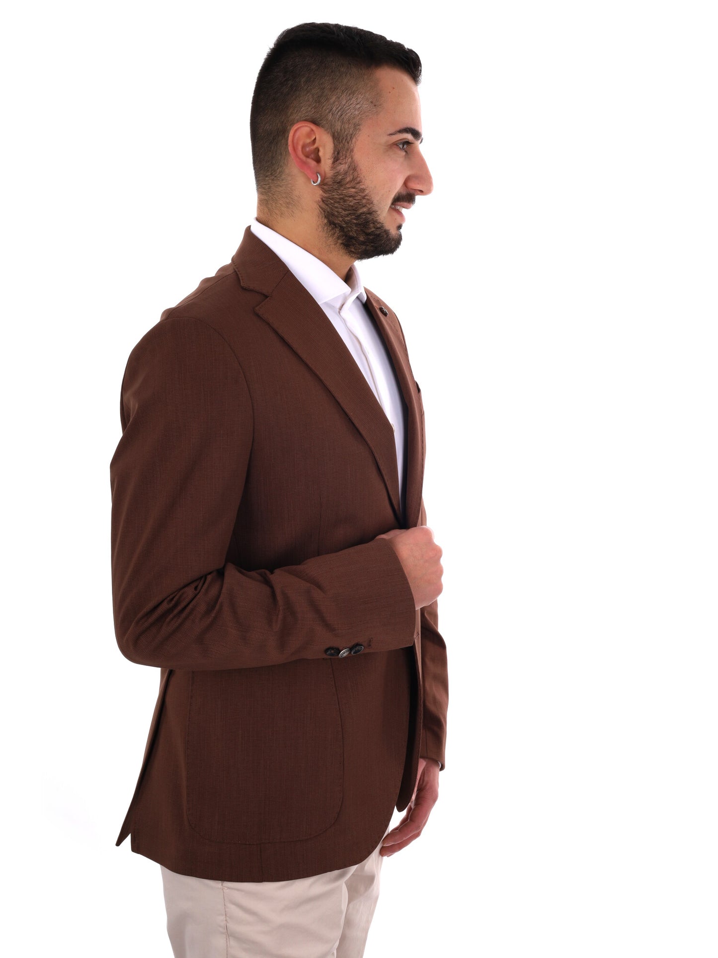 Giacca blazer elegante da uomo color marrone Fb per uso civile