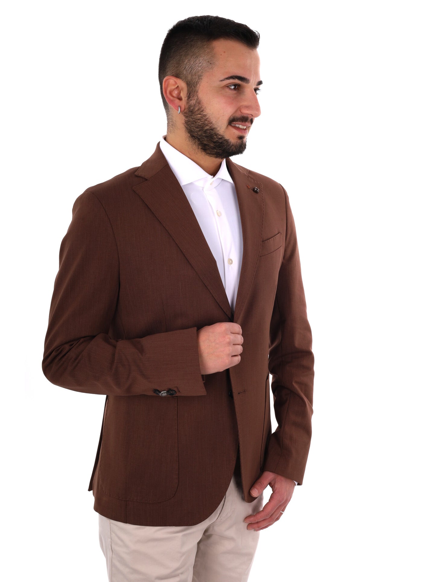 Giacca blazer elegante da uomo color marrone Fb per uso civile