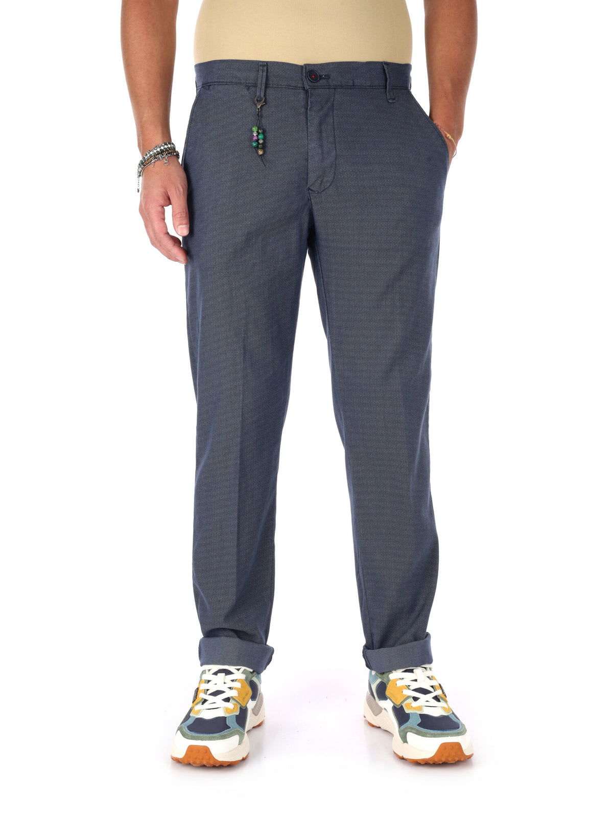 F.b. pantalone fanta da uomo blu medio