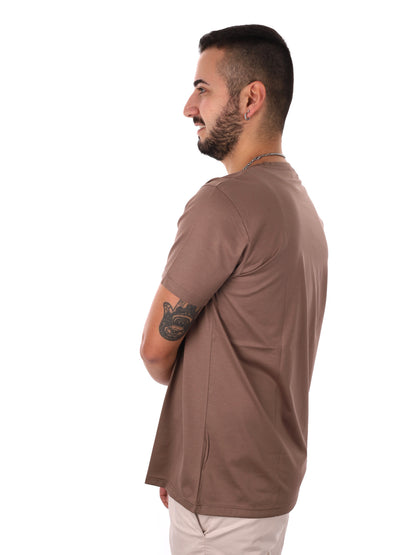 T-shirt in filo di Scozia FB da uomo color fango per primavera estate