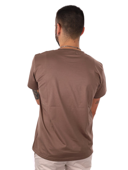 T-shirt in filo di Scozia FB da uomo color fango per primavera estate