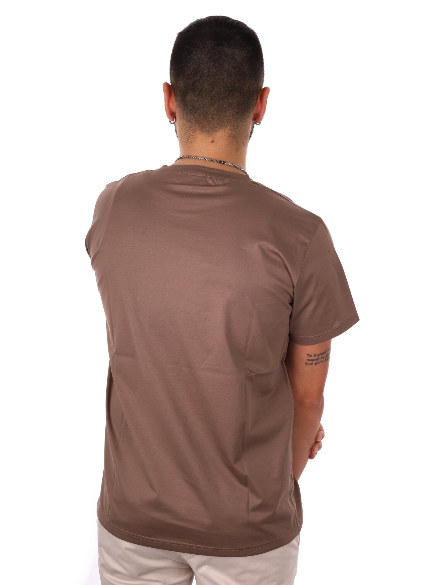 T-shirt in filo di Scozia FB da uomo color fango per primavera estate