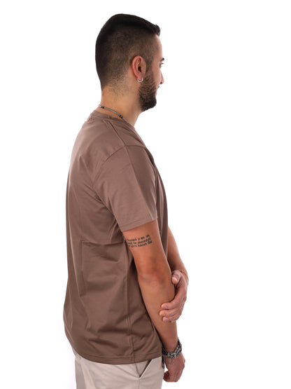 T-shirt in filo di Scozia FB da uomo color fango per primavera estate