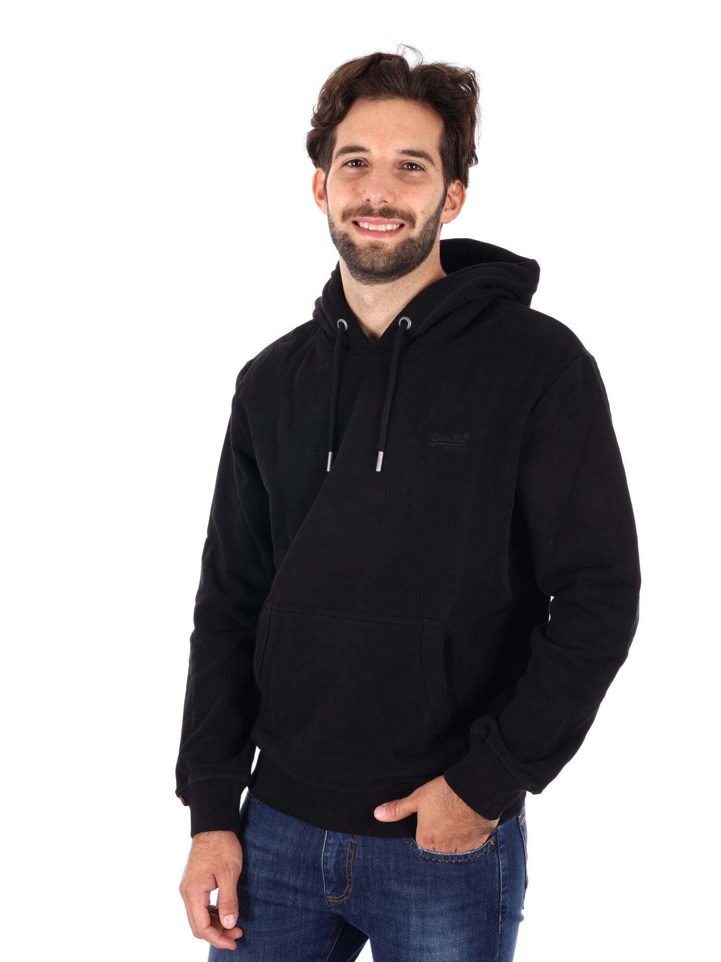 FELPA CON CAPPUCCIO ESSENTIAL SUPERDRY DA UOMO NERO