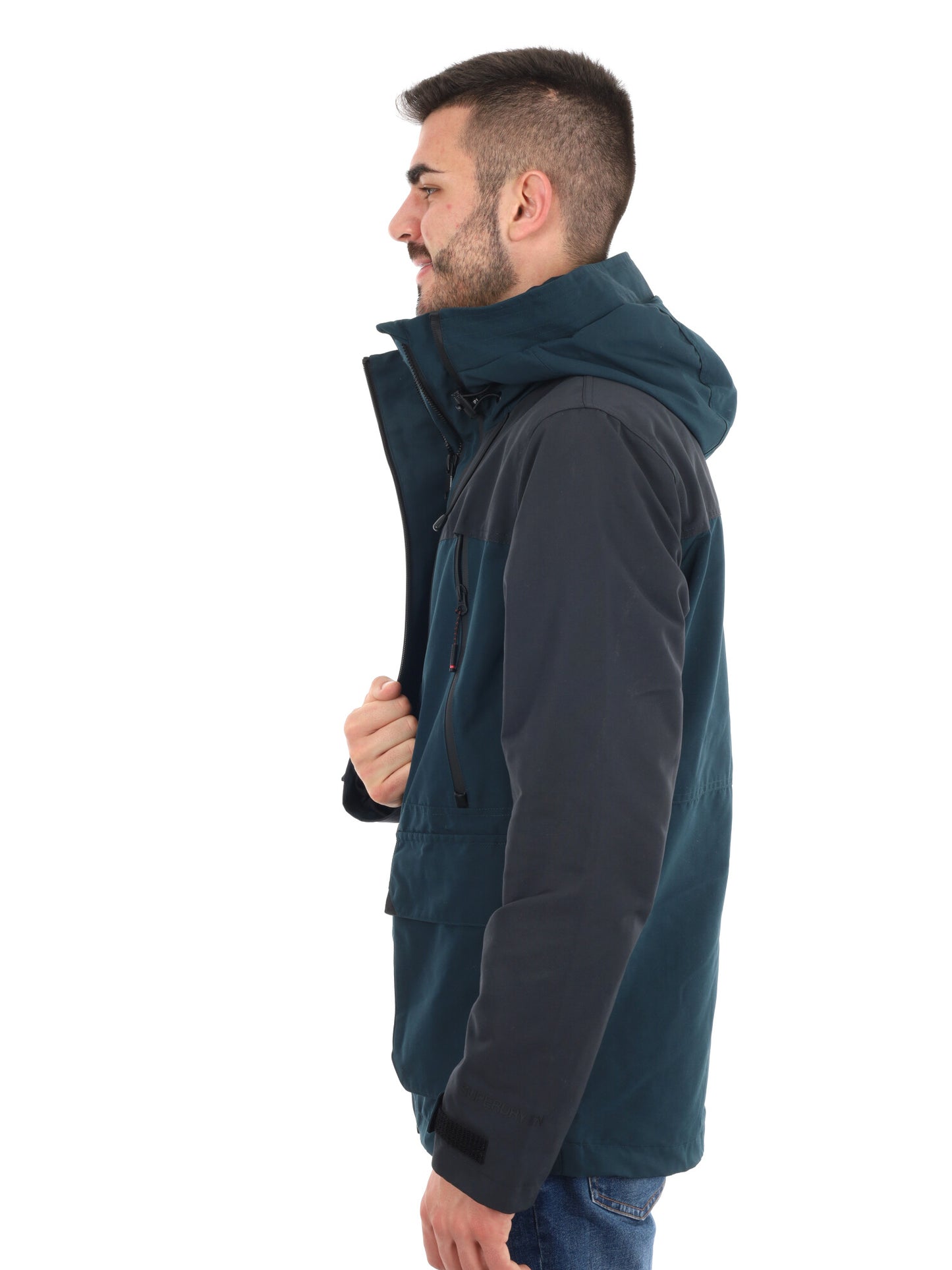 GIUBBINO COLORBLOCK CON CAPPUCCIO SUPERDRY DA UOMO BLU