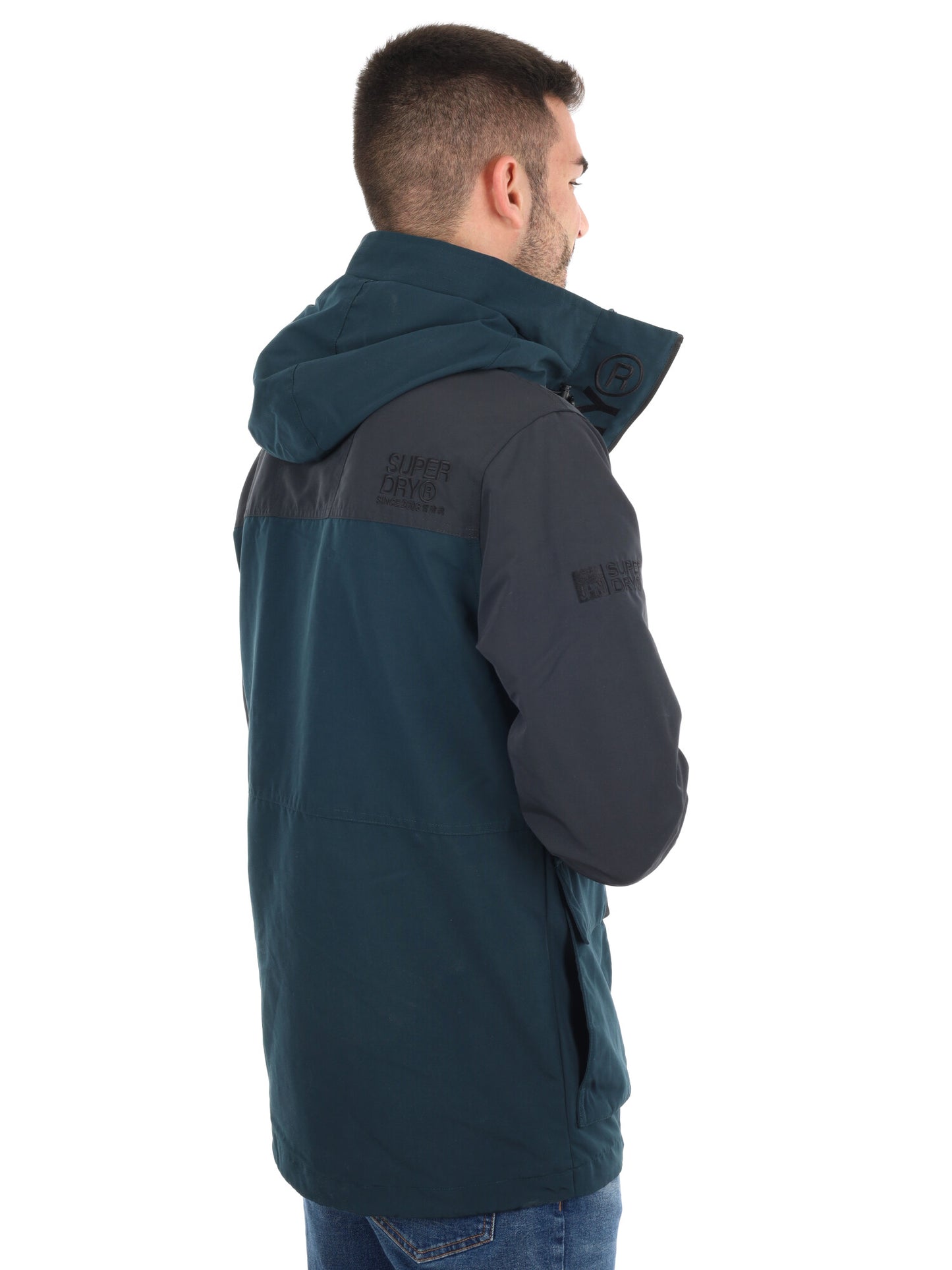 GIUBBINO COLORBLOCK CON CAPPUCCIO SUPERDRY DA UOMO BLU