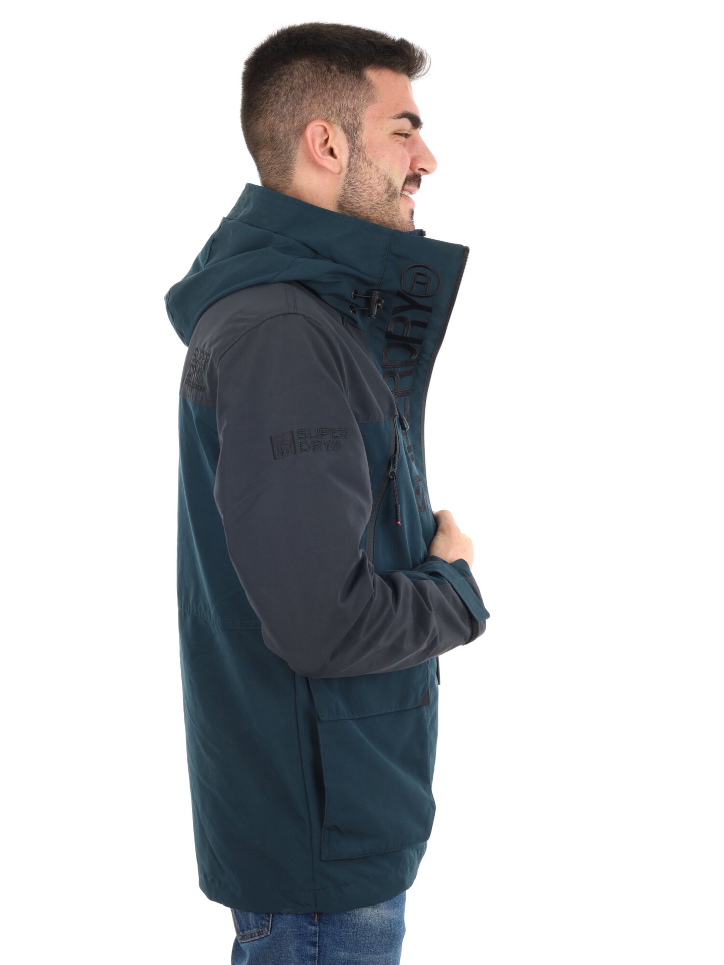 GIUBBINO COLORBLOCK CON CAPPUCCIO SUPERDRY DA UOMO BLU