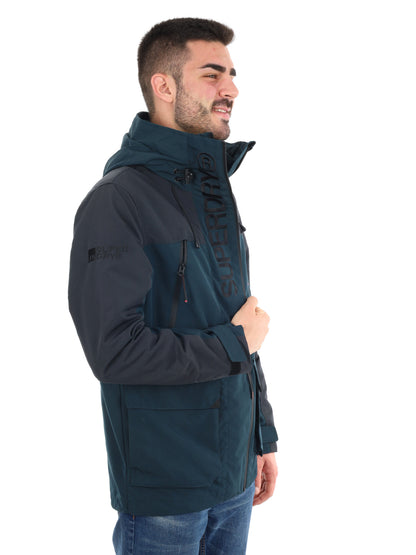GIUBBINO COLORBLOCK CON CAPPUCCIO SUPERDRY DA UOMO BLU
