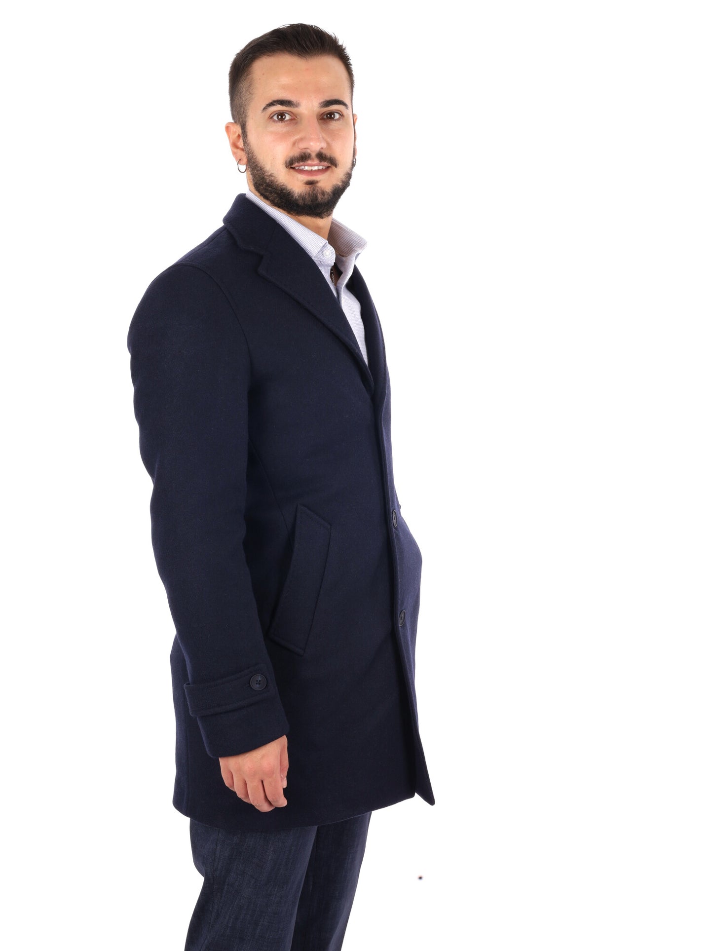 Fb Setaro 89, cappotto da uomo blu