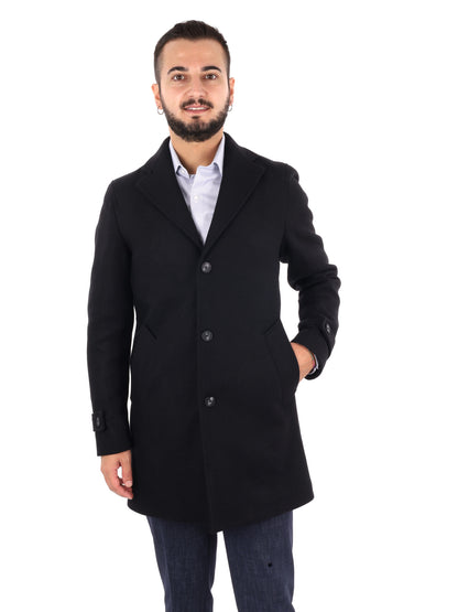 Fb Setaro 99, cappotto da uomo nero