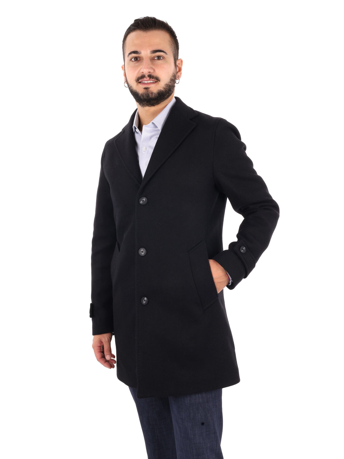 Fb Setaro 99, cappotto da uomo nero