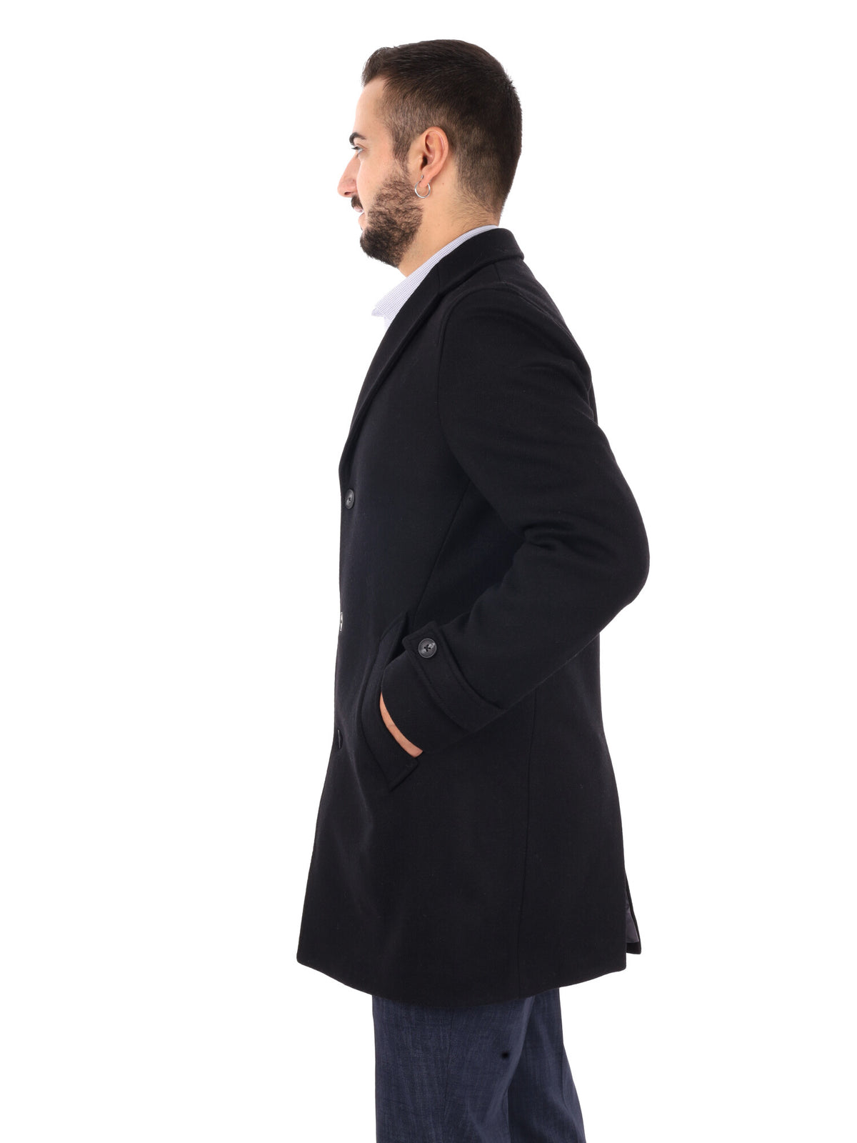 Fb Setaro 99, cappotto da uomo nero
