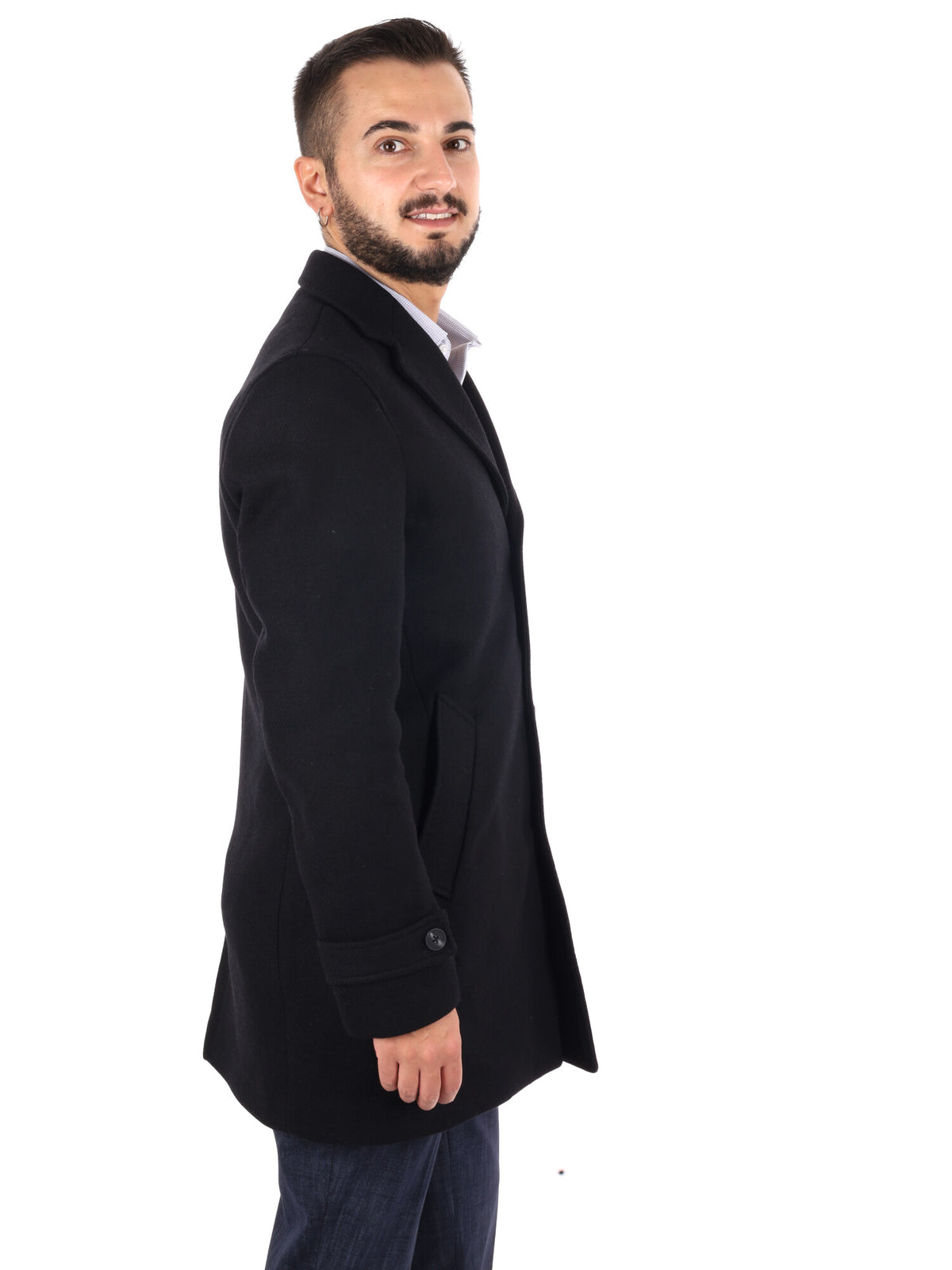 Fb Setaro 99, cappotto da uomo nero