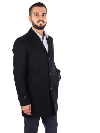 Fb Setaro 99, cappotto da uomo nero