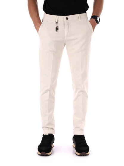 PANTALONE SILVER VELLUTO FB DA UOMO PANNA