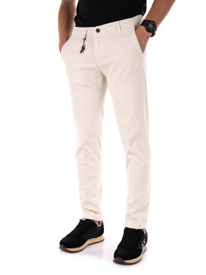 PANTALONE SILVER VELLUTO FB DA UOMO PANNA