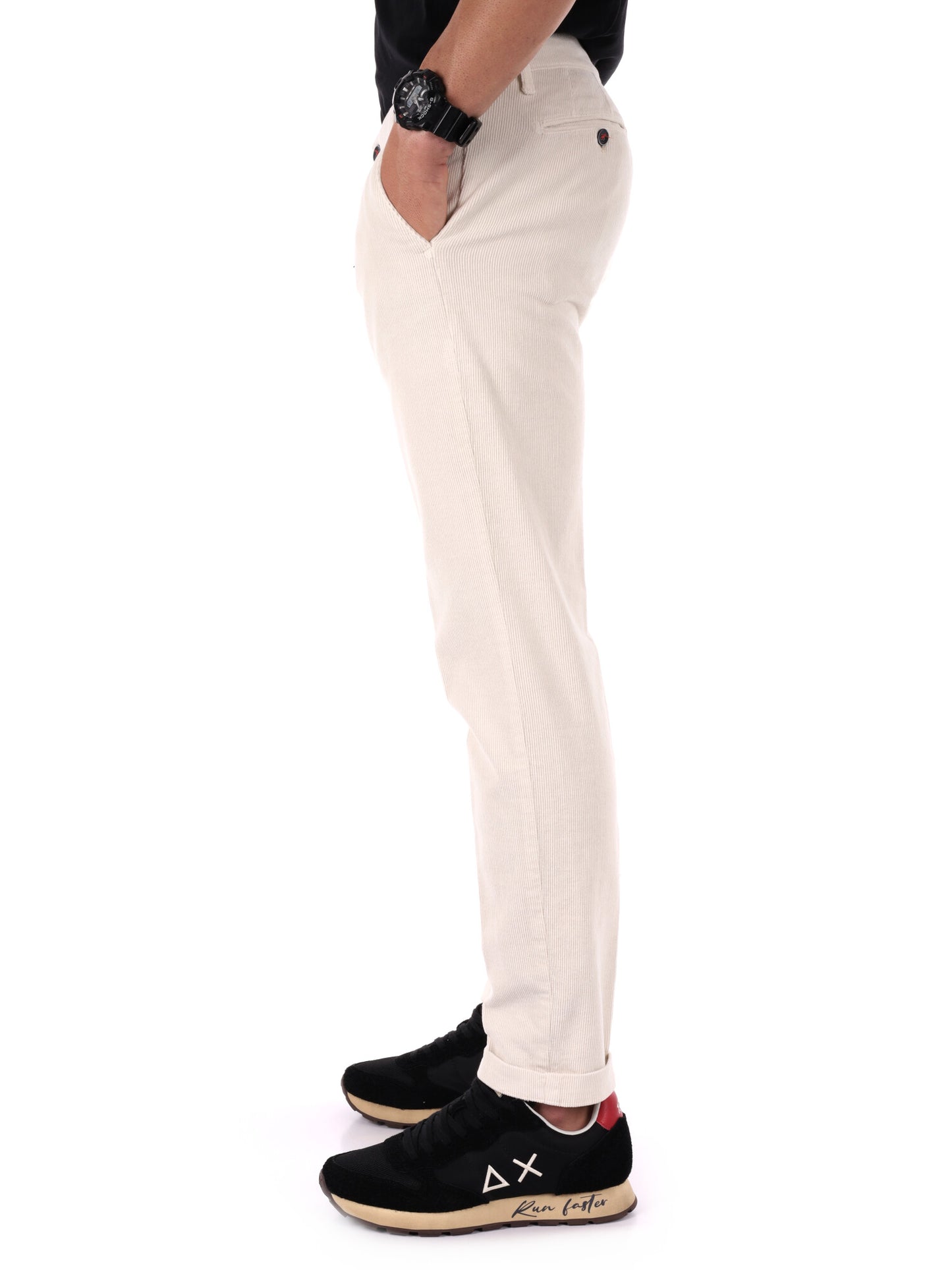 PANTALONE SILVER VELLUTO FB DA UOMO PANNA